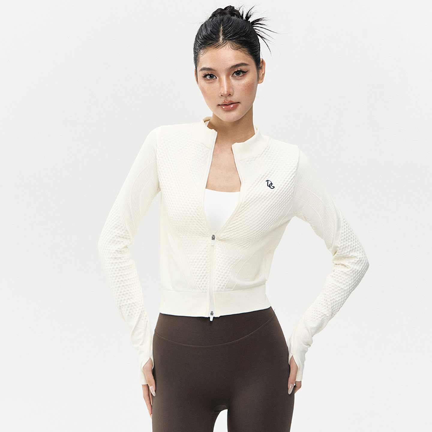 DCW普拉提瑜伽外套女紧身显瘦立领短款健身长袖跑步训练运动上衣,淘宝优惠券,粉丝福利购,淘宝优惠卷