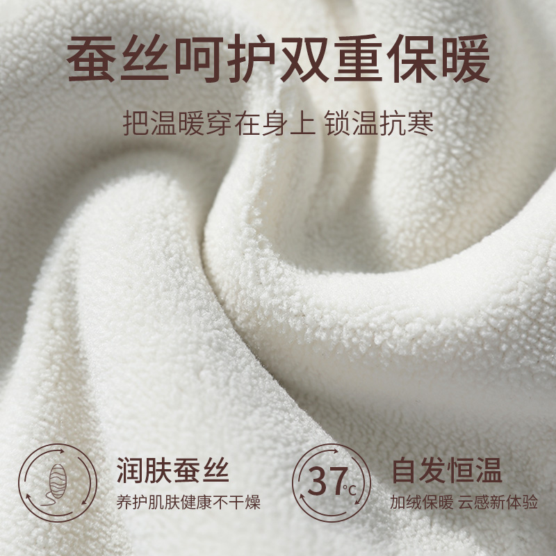 德绒保暖秋裤女士内穿加绒加厚高腰护膝打底羊羔绒棉毛裤冬季大码 - 图1