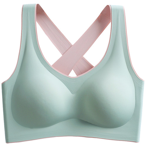 无痕内衣女小胸聚拢收副乳防下垂美背乳胶运动文胸调整型防震胸罩 - 图0