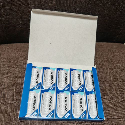 原装正品德高刮胡须刀片不锈钢双面刀多乐可dorco老式剃须刀修眉 - 图2