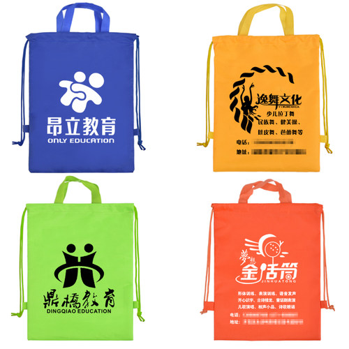无纺布简易书包手提牛津包培训班束口抽绳小学生背包订做印字logo - 图2