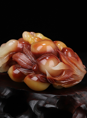 寿山石结晶三彩芙蓉多子多福