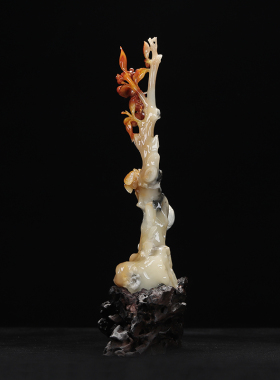 《听蝉》寿山石花坑石结晶芙蓉石 玄关客厅摆件 中秋送礼佳品