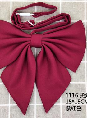 酒红色巨羽根长柄纯色日系jk领带免打领结领花女学生搭配制服黑色