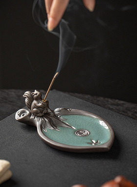 创意陶瓷小松鼠线香插座家用室内香香薰炉禅意茶室桌面熏香小摆件