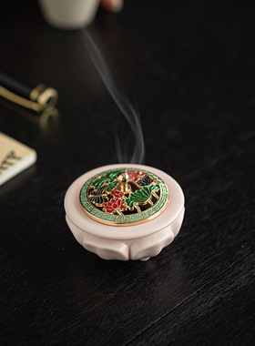 创意陶瓷莲花迷你小香炉袖珍香薰炉家用室内高级茶盘薰香小炉摆件