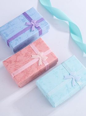 韩版简约饰品盒子创意蝴蝶结精美包装盒耳环项链首饰礼品盒