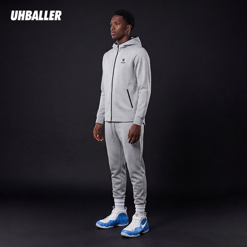 UHBALLER美式精英篮球款帽衫卫衣裤套装出场服男子拉链外套束脚裤 - 图3
