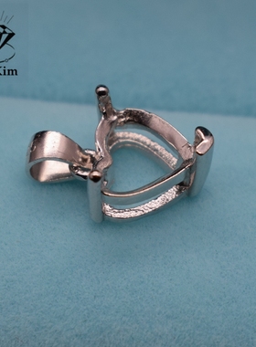 纯银桃心形宝石项链镶嵌镀金吊坠