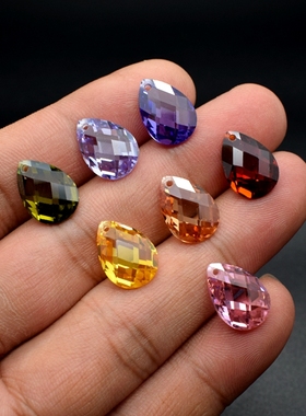 diy配饰彩色宝石水滴形打孔吊坠