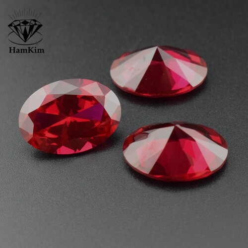红宝石蛋形椭圆形合成红宝刚玉ruby5#尖底钻 diy镶嵌戒指耳钉吊坠 - 图1