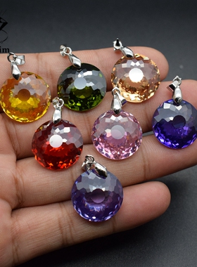 彩色宝石圆形鸟巢瑞丽风吊坠项链