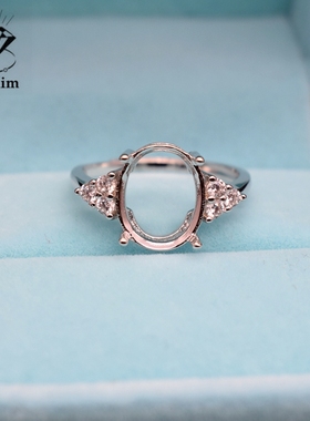 925银椭圆蛋形戒指10镀白金