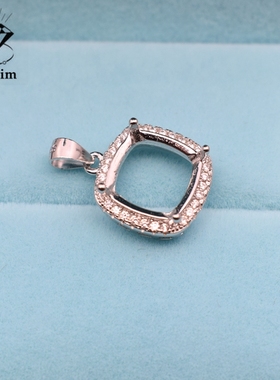 纯银枕形10*10免费镶嵌宝石吊坠