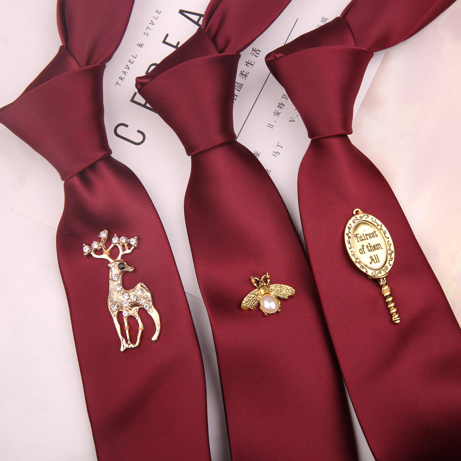 结婚领带男士7CM韩版新郎婚礼商务领带酒红色缝喜字领带纯色,淘宝优惠券,粉丝福利购,淘宝优惠卷