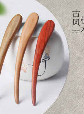 簪子发饰古风桃木弯月木簪桃木簪