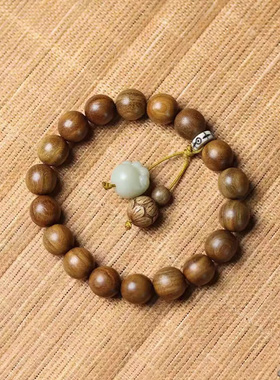 绿檀搭配白玉菩提可爱猫爪手串