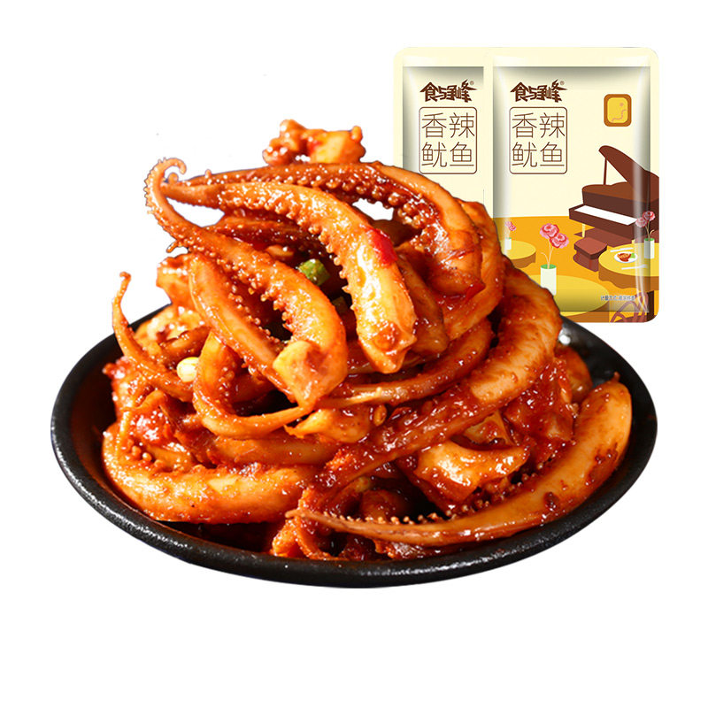 香辣鱿鱼即食小吃散装丝片仔小海鲜 食与争峰即食鱿鱼零食