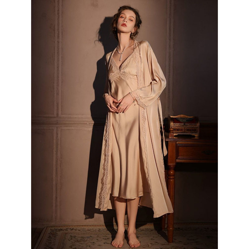 加长款性感睡衣女春秋蕾丝冰丝吊带睡裙纯欲两件套家居服2025新款,淘宝优惠券,粉丝福利购,淘宝优惠卷