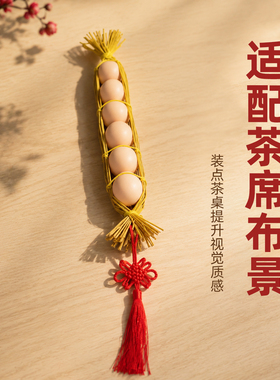 鸡蛋挂饰6个装挂流苏款彩绘吊饰
