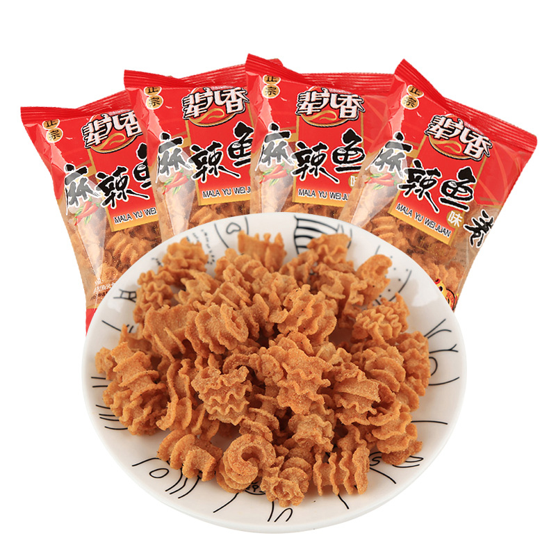辈儿香麻辣鱼味卷八爪烧锅巴网红休闲膨化小零食品80后90后怀旧