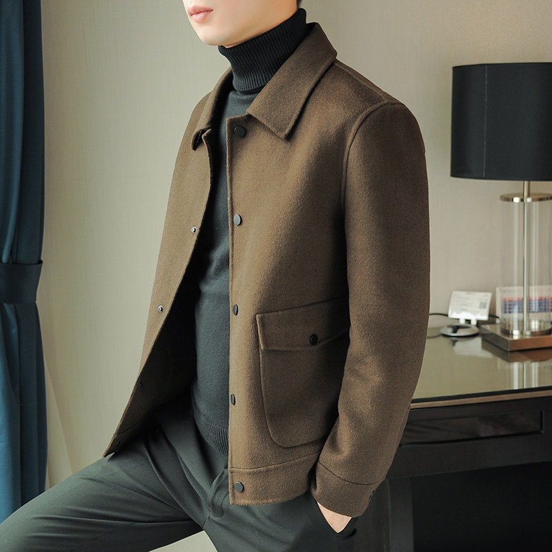 毛呢大衣短款韩版羊毛妮子男士夹克 雷蓝波毛呢大衣