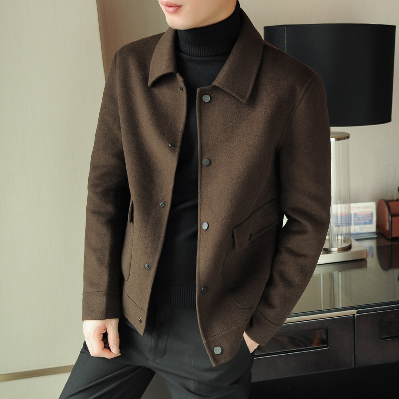 毛呢大衣短款韩版羊毛妮子男士夹克 雷蓝波毛呢大衣