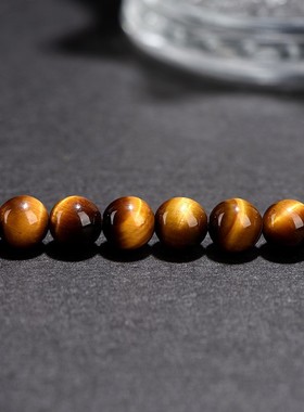 久雅水晶 天然黄虎眼石散珠 圆珠 DIY配件 黄虎眼睛半成品批发