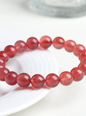 久雅水晶 天然草莓晶散珠 圆珠 半成品 DIY饰品配件  厂家直销