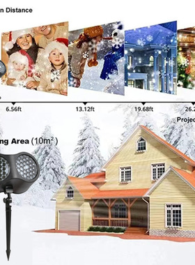 LED双筒雪花投影灯遥控16图案