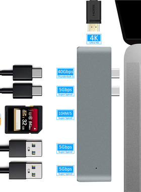 双type-c转hdmi拓展坞 usb3.1雷电C扩展坞七合一集线器 pro转换器