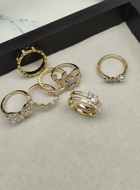 戒指可莱玛母贝珍珠闪钻可调节