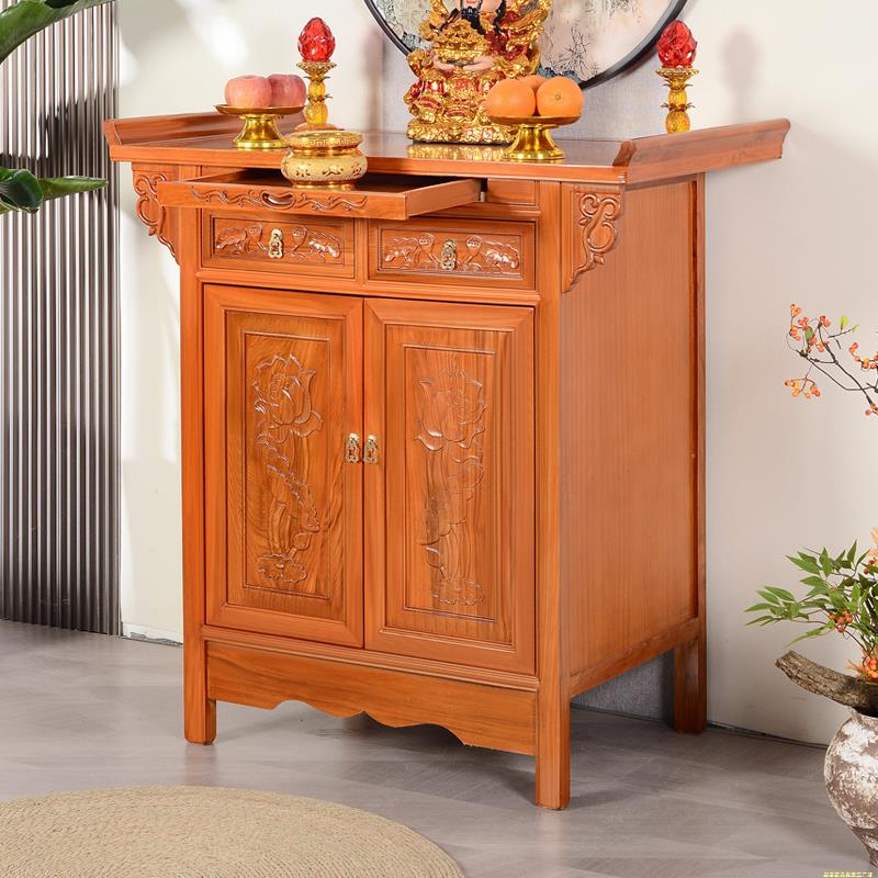 实木中式供香桌家用敬神香柜供柜供奉台新中式案台榆木供桌神台柜 - 图1