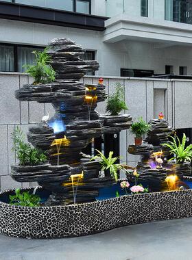 大型假山流水喷泉瀑布造景户外别墅庭院花园公司室内落地装饰摆件