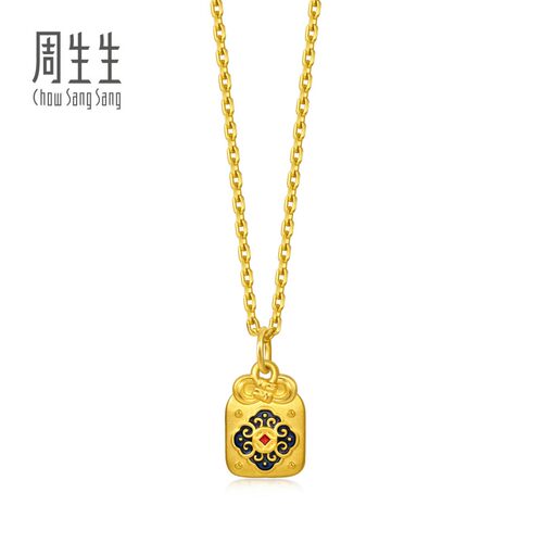 周生生薄荷系列彩绘足金大吉御守mini黄金小吊坠96204P - 图3