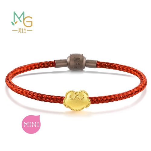 圣诞礼物周生生Charme宝贝祥瑞祝福如意锁黄金足金串珠硬金92438C - 图2