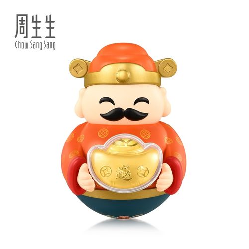 周生生Au999.9黄金生生有礼财神不倒翁摆件95634O定价 - 图0