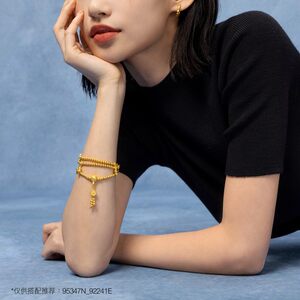 周生生足金八宝八瑞相古法黄金项链小金珠三圈手串95347N