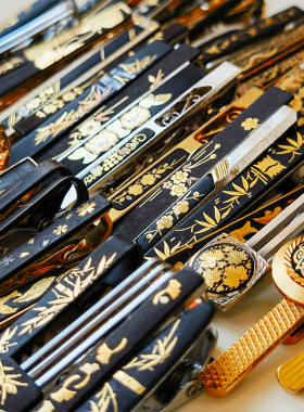 大马士革24k金工镶嵌领带夹