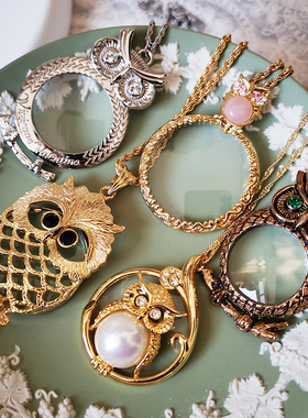 项链avon银中古男女包金放大镜