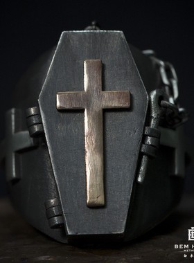 原创手工银饰戒指十字架骷髅朋克