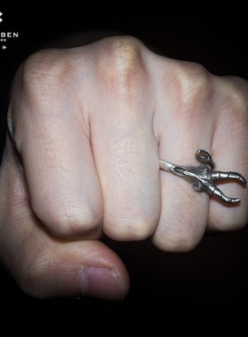 白木黑冰原创设计羚羊女男戒指