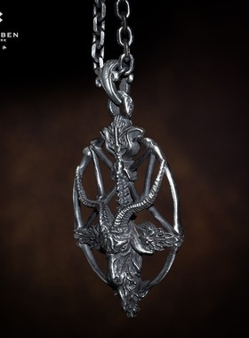 原创撒旦吊坠复古项链