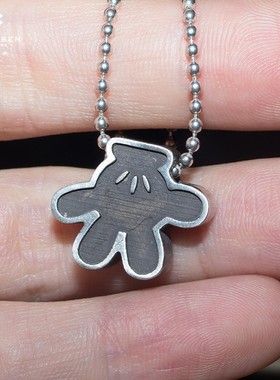 白木黑冰原创s925银米奇手套项链