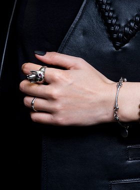 原创戒指925银百搭开口小猫咪