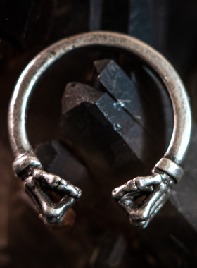 原创拳头银戒指骷髅开口