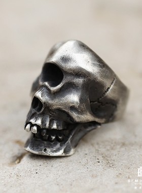 原创手工银饰暗黑骷髅潮男朋克