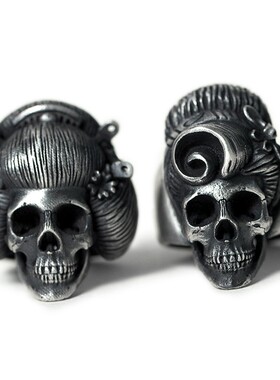 白木黑冰原创设计手工骷髅银饰