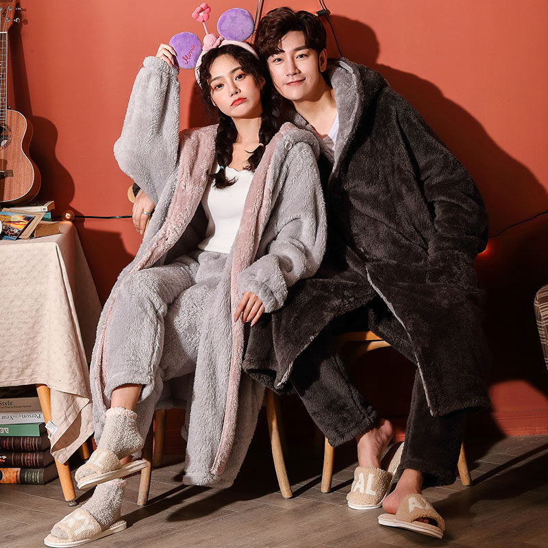 秋冬可爱加绒法兰绒珊瑚绒睡衣 muzihome睡袍/浴袍