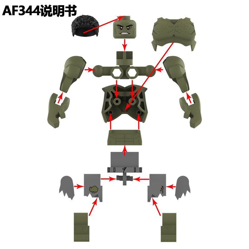 AF344-347超级英雄大块头无敌浩克绿巨人可动拼装积木人仔玩具 - 图1